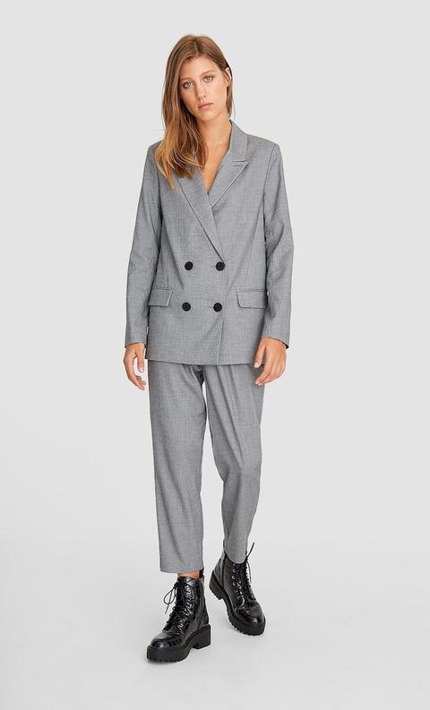 Stradivarius Veste À Boutonnage Double Femme Gris Marengo S