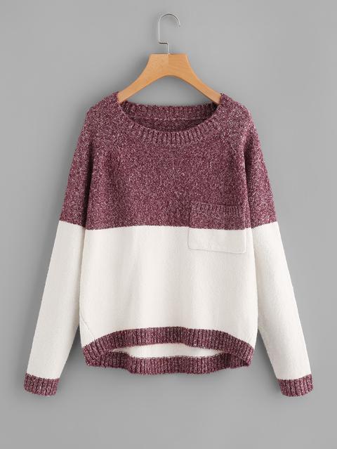 Two Tone Marled Knit Jumper