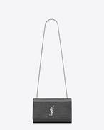 Classic Medium Kate Monogram Saint Laurent Satchel In Graphite Lizard Embossed Leather