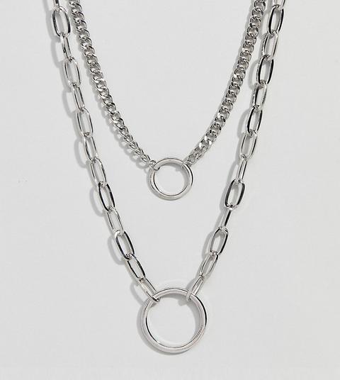 Uncommon Souls Multi Row Chain Necklace - Silver