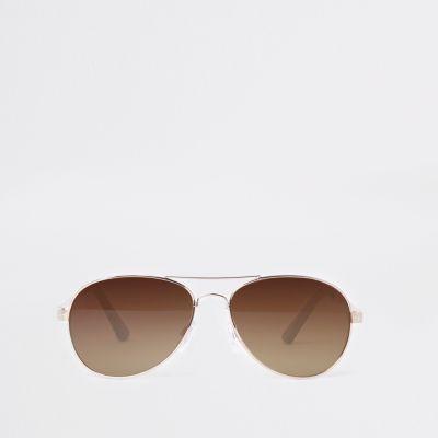 Gold Brown Lens Aviator Sunglasses