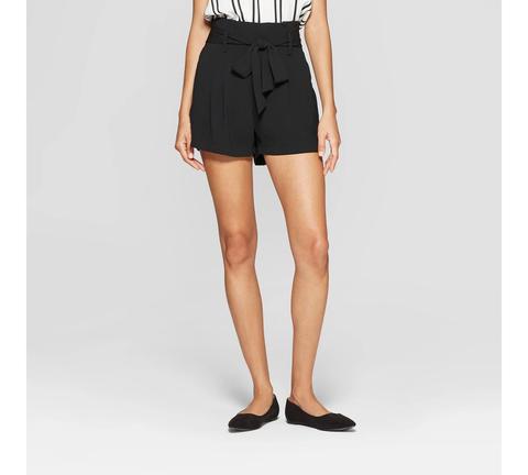 Women's Paperbag Waist Shorts - A New Day™ Black
