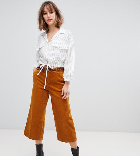 Esprit Cord Culotte Trousers In Mustard-yellow