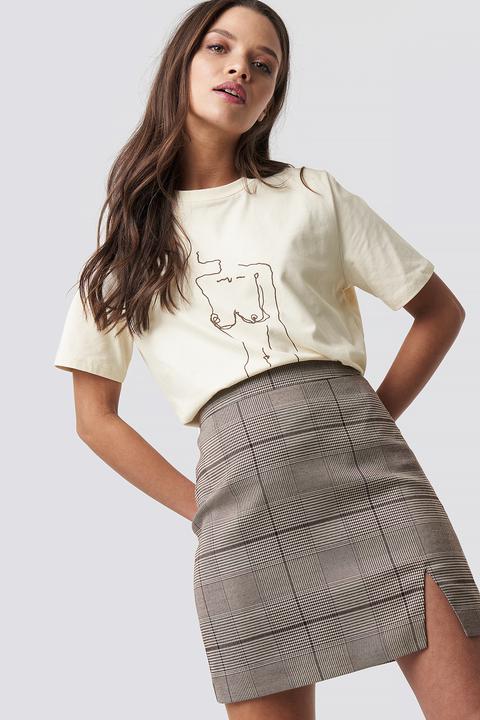Emilie Briting X Na-kd Checked Skirt - Brown