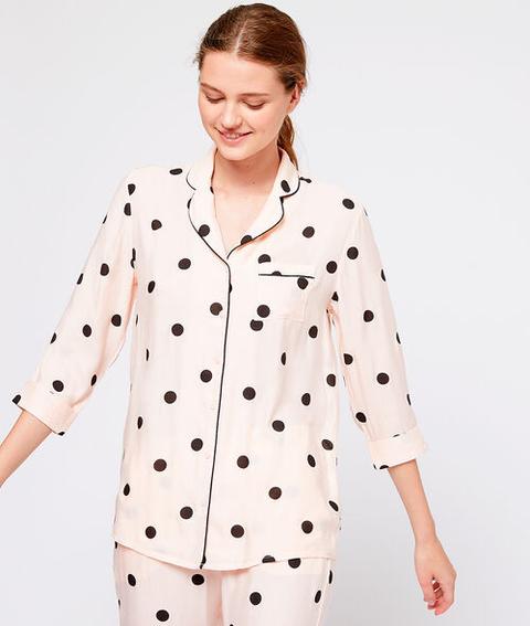 Camisa Pijama Estampado De Lunares - Filippa - Xs - Rosa - Mujer - Etam