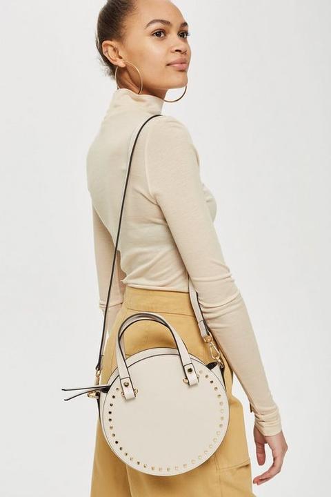 Womens Taylor Circle Studded Tote Bag - Cream, Cream