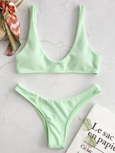 Bikini Con Serbatoio Strutturato Zaful Blueberry Blue Mint Green