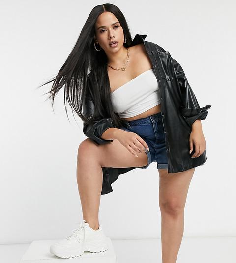 Yours Faux Leather Shacket In Black