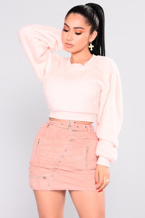 Snow Bunny Fuzzy Sweater - Light Pink