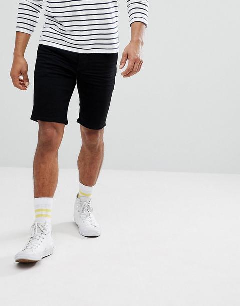 Shorts Vaqueros De Corte Slim En Negro De Solid