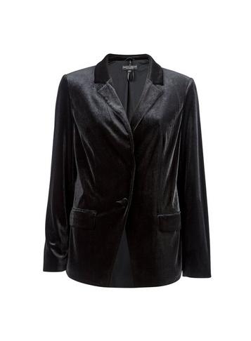 Womens Black Velvet Tailored Jacket, Black