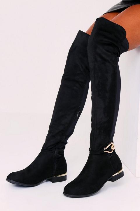 Pu Oval Trim Over The Knee Boot