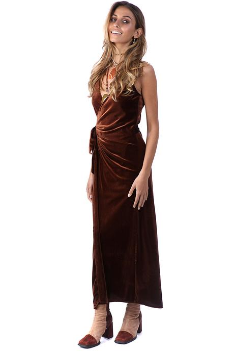 Antique Velvet Wrap Maxi Dress