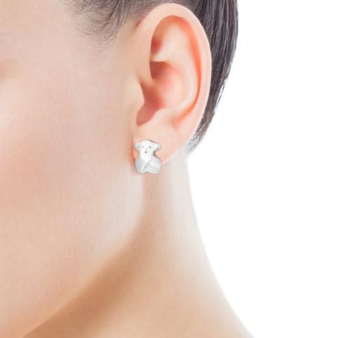 Pendientes Oso Facetado De Plata