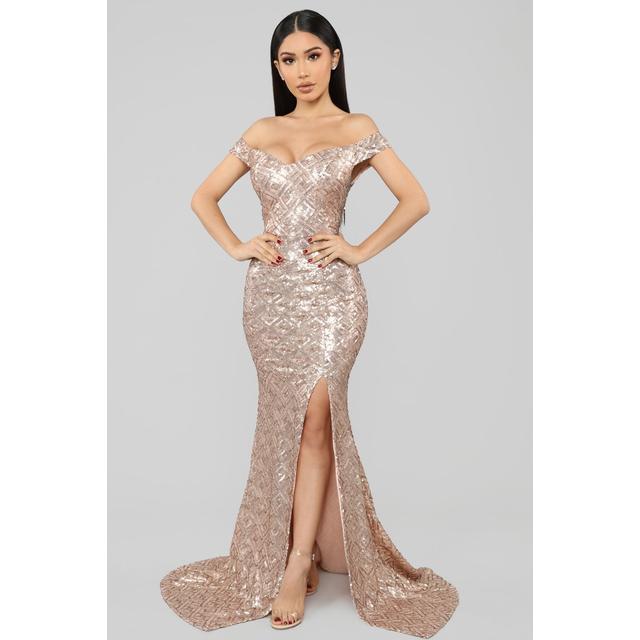 be my lover dress in rose gold sequin