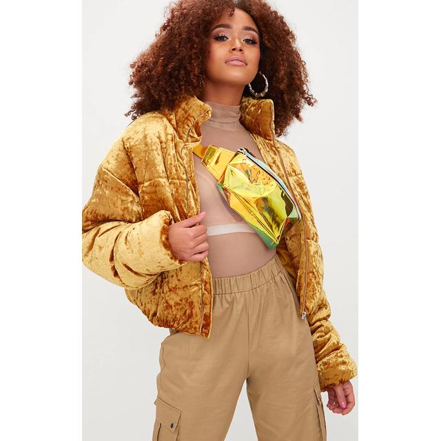 velvet cropped puffer jacket