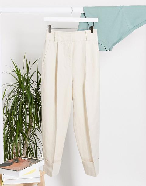 & Other Stories Linen Utility Trousers In Beige-neutral