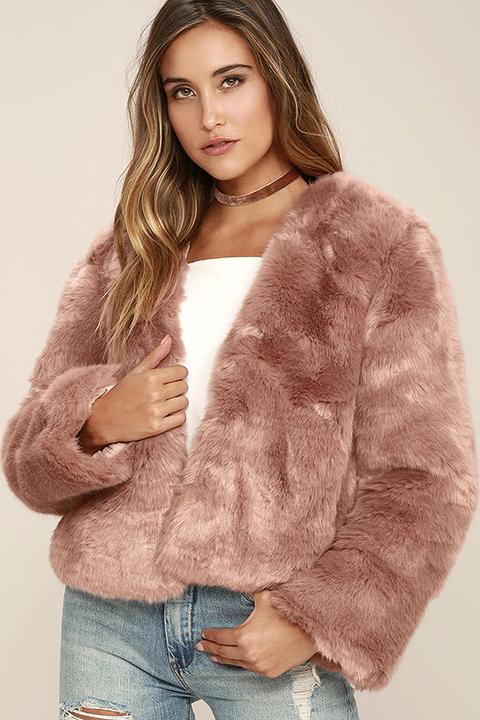 Somedays Lovin' The Giver Mauve Faux Fur Coat