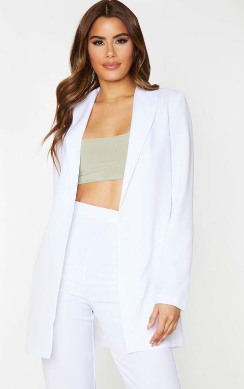 Tall White Oversized Longline Blazer