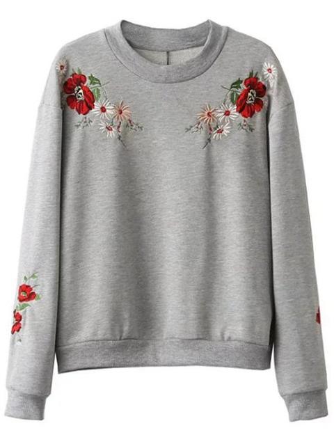 Floral Embroidered Oversized Sweatshirt