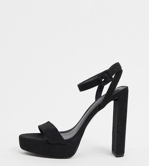 Sandalias Negras De Horma Ancha De Diseño Minimalista Con Tacón Y Plataforma Natasha De Asos Design-negro