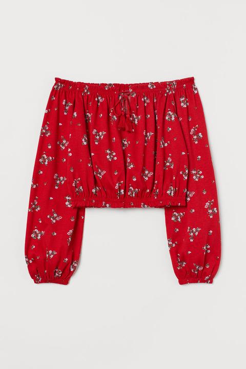 H & M - Top A Spalle Scoperte - Rosso