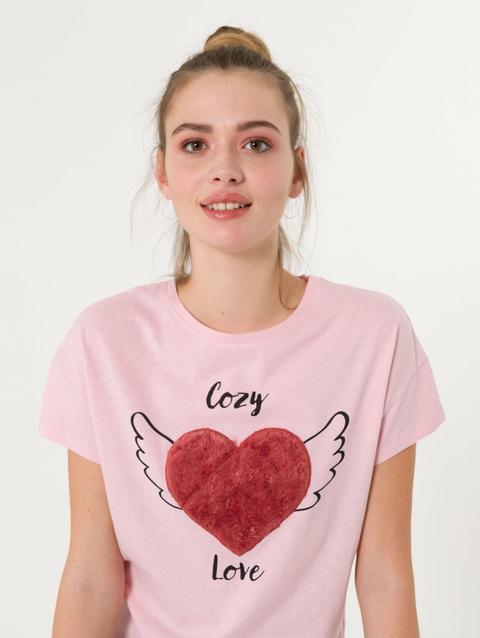 T-shirt Patch Pelo Rosa Confetto