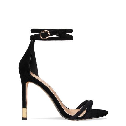 Lily Black Suede Gold Tip Stiletto Heels