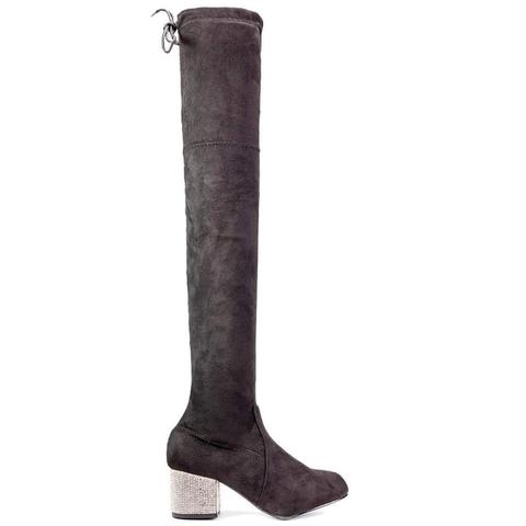 Charlotte - Heeled Over The Knee Boots With Diamonds Heels