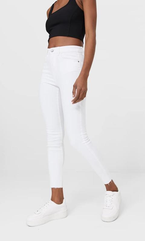 Stradivarius Jean Skinny Taille Haute Femme Blanc 34