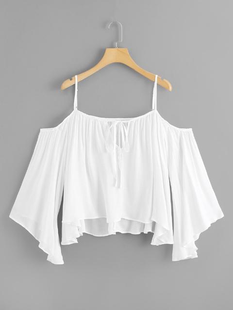 Top Senza Spalline Con Nastro Sulla Scollatura