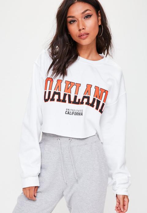 White Oakland Slogan Sweatshirt, White