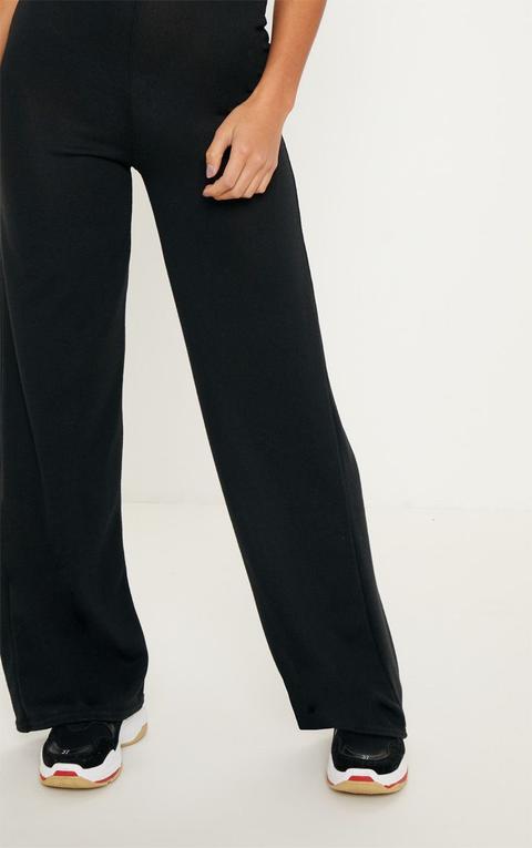 petite wide leg jersey trousers