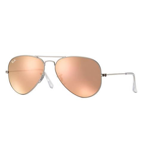 Ray Ban Aviator Flash Lenses Unisex Sunglasses Lenti: Rosa, Montatura: Argento - Rb3025 019/z2 58-14