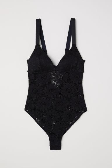 H & M - Body Push-up In Pizzo - Nero