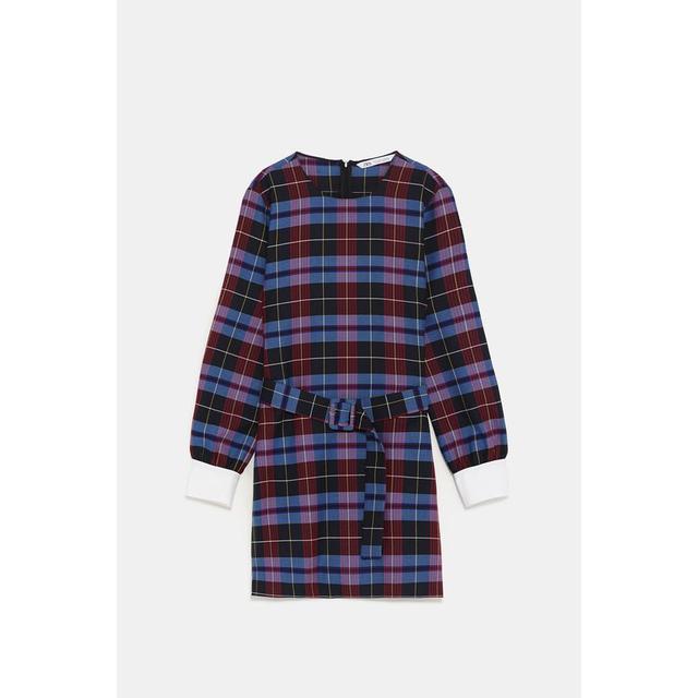 zara checked dress with belt