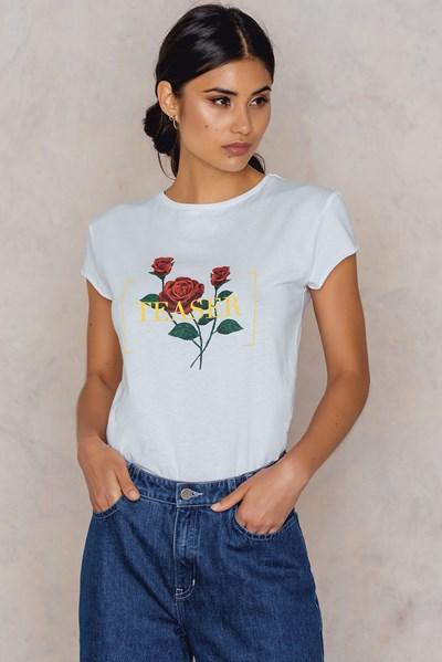 Na-kd Teaser Roses Tee - White,multicolor