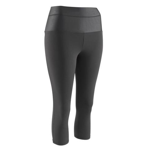 Corsario Efecto Vientre Plano Shape+, Fitness Mujer, Negro Domyos