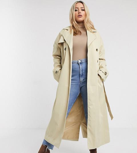 Gabardina Color Piedra De Missguided Plus-neutro