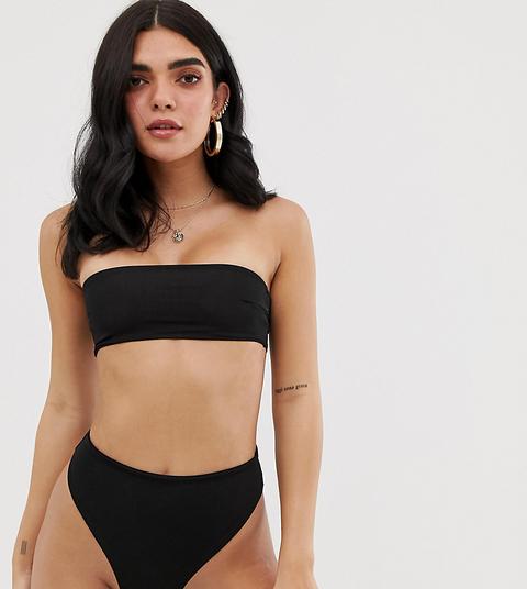 Boohoo - Top Bikini Nero A Fascia - Nero