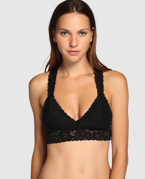 Bralette De Mujer Con Encaje Helanca Sin Aro