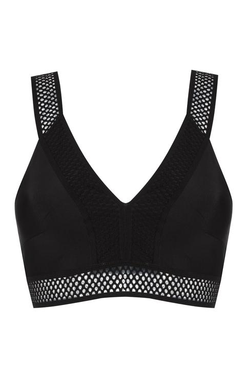 Top Corto Nero In Mesh