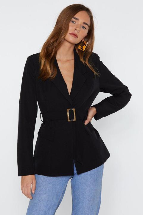 Womens Business As Usual Belted Blazer