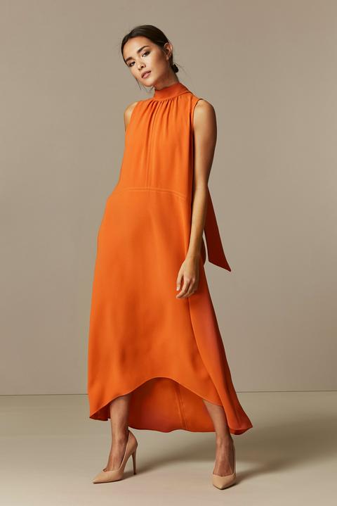 High neck orange outlet dress