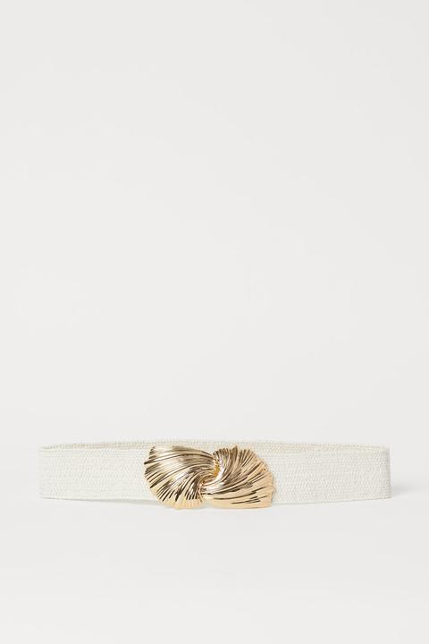 Metal-buckle Waist Belt - White