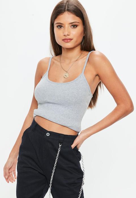 Grey Strappy Cami Vest, Grey