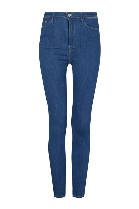 Jeans Skinny Vita Alta Blu Acceso