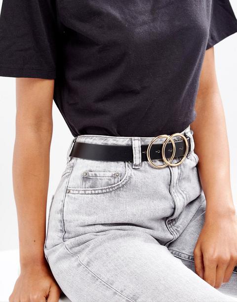 Cinturón Para Vaqueros Para Cintura Y Cadera Con Doble Círculo De Asos Design-negro