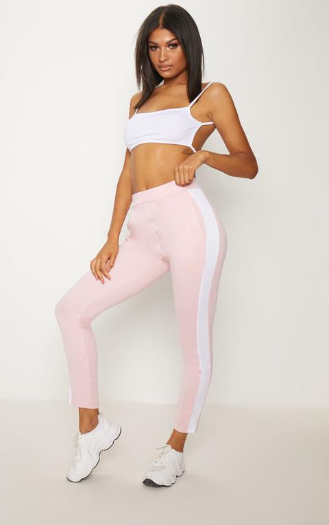 Pink Ponte Contrast Side Stripe Trouser