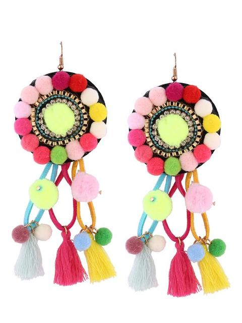 Rhinestone Borla Floral Borroso Bola Pendientes